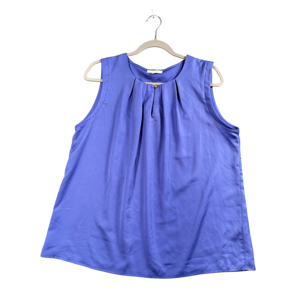 Jade Melody Tam Y2K Blue Pleated‎ Tank Top Coquette Keyhole Blouse Minimalist L